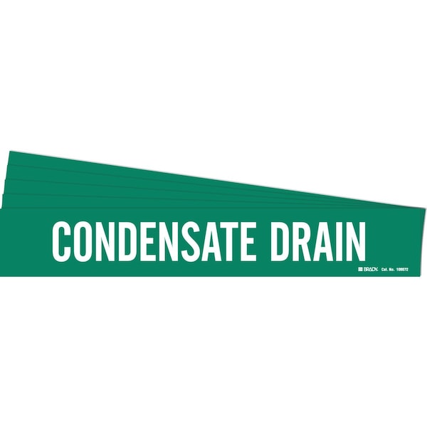 CONDENSATE DRAIN Pipe Marker Style 1 Polyester White on Green 1 per Card, 5 PK